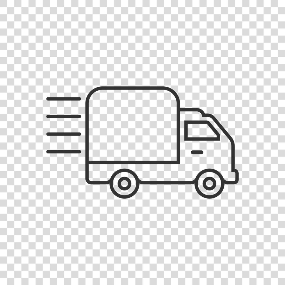 Shipping fast icon in flat style. Delivery truck vector illustration on isolated background. Express logistic sign business concept.