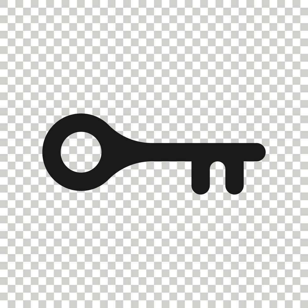 Key icon in flat style. Password vector illustration on white isolated background. Access business concept.
