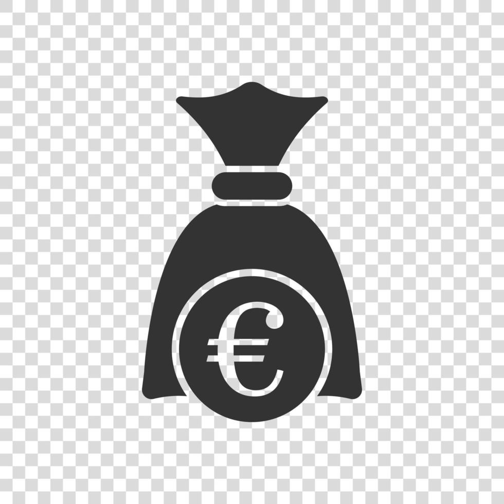 icono de bolsa de dinero en estilo plano. Ilustración de vector de bolsa de dinero sobre fondo aislado. concepto de negocio de signo de saco de monedas.