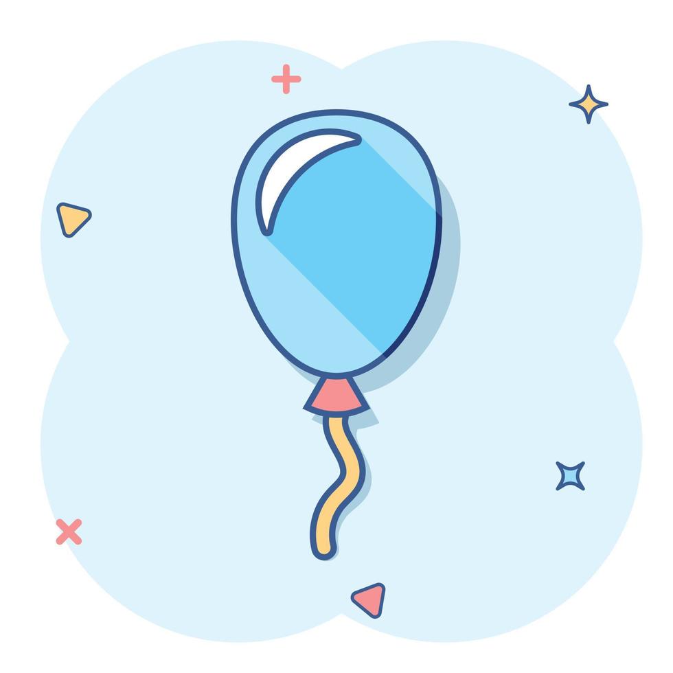 Vector cartoon air balloon icon in comic style. Birthday baloon concept illustration pictogram. Balloon business splash effect concept.