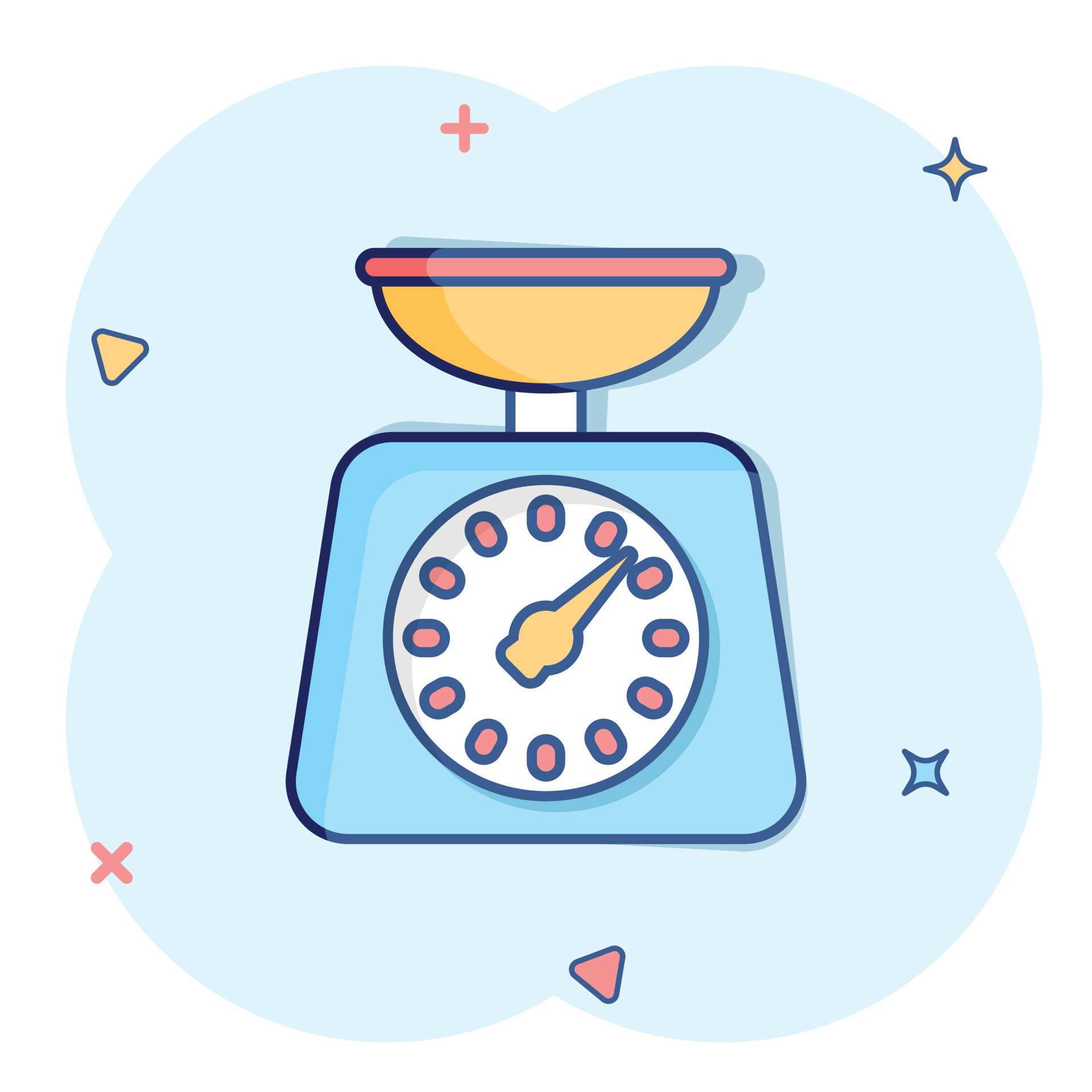 Bathroom weight scale icon in comic style. Mass measurement