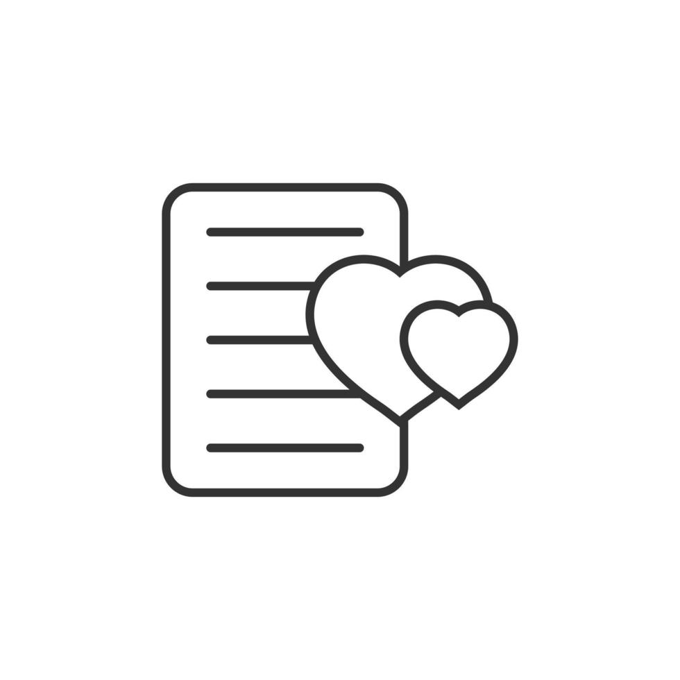 Wishlist icon in flat style. Like document vector illustration on white isolated background. Favorite list business concept.