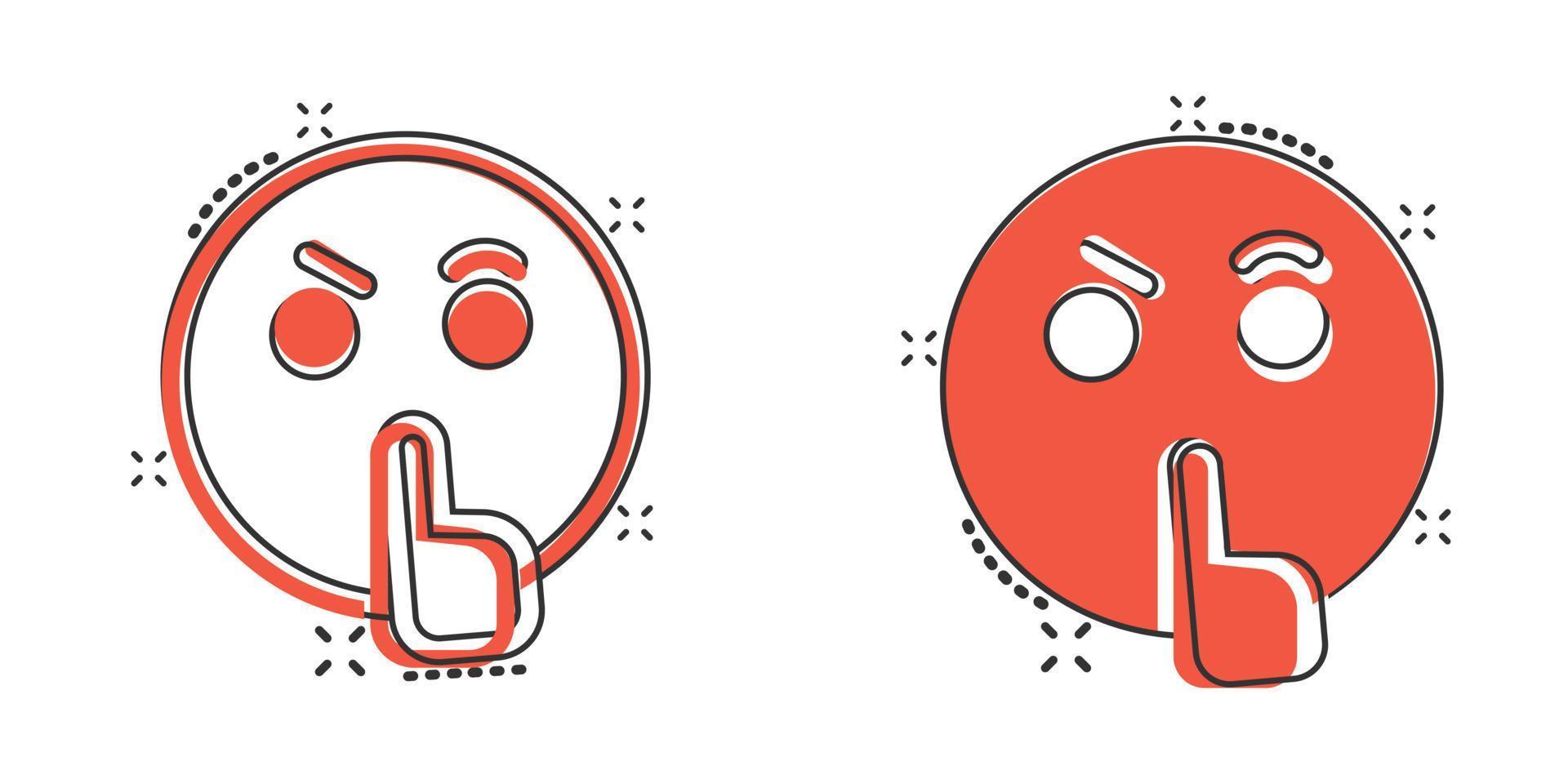 Quiet icon in comic style. Silence cartoon vector illustration on isolated background. Hush splash effect sign business concept.