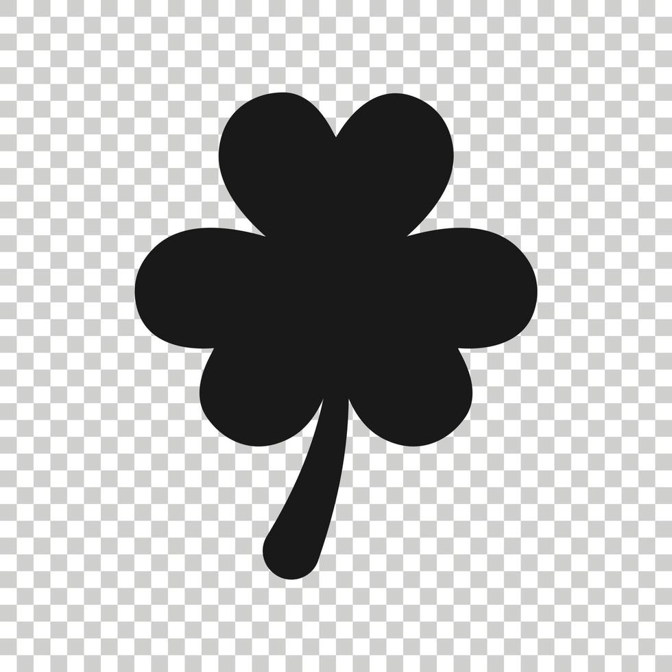 Three leaf clover icon in flat style. St Patricks Day vector illustration on white isolated background. Flower shape business concept.