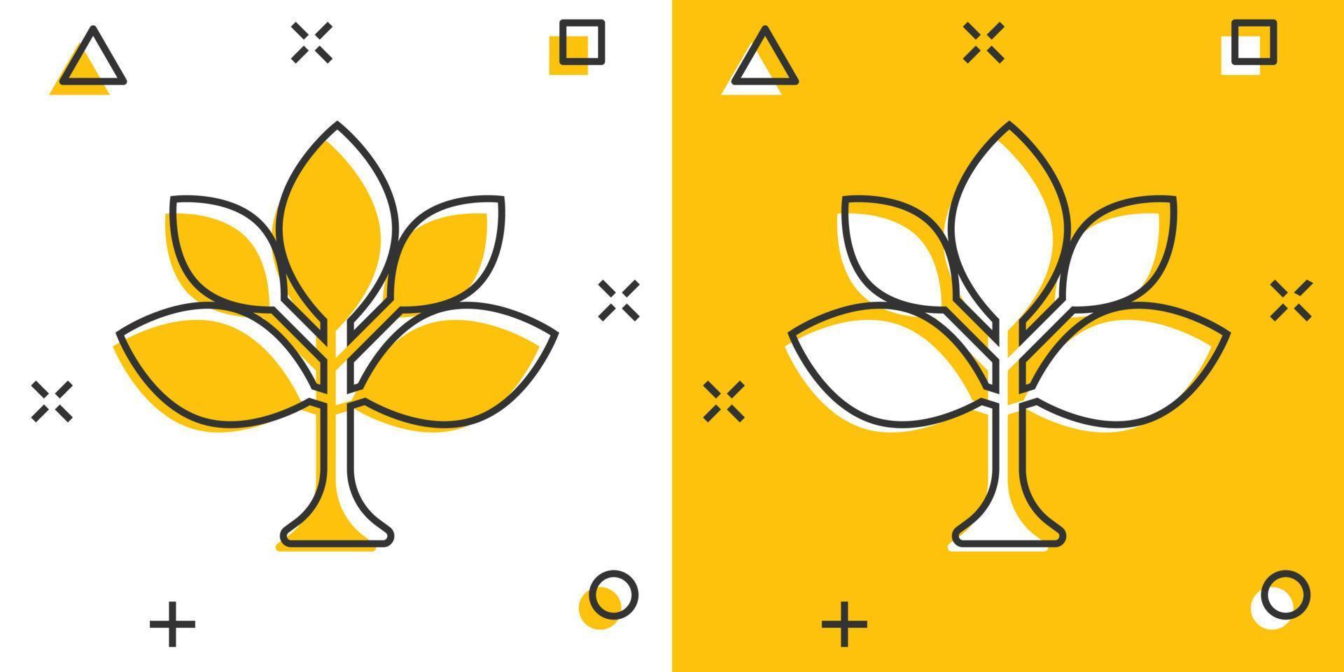 Leaf icon in comic style. Plant cartoon vector illustration on white isolated background. Flower splash effect sign business concept.