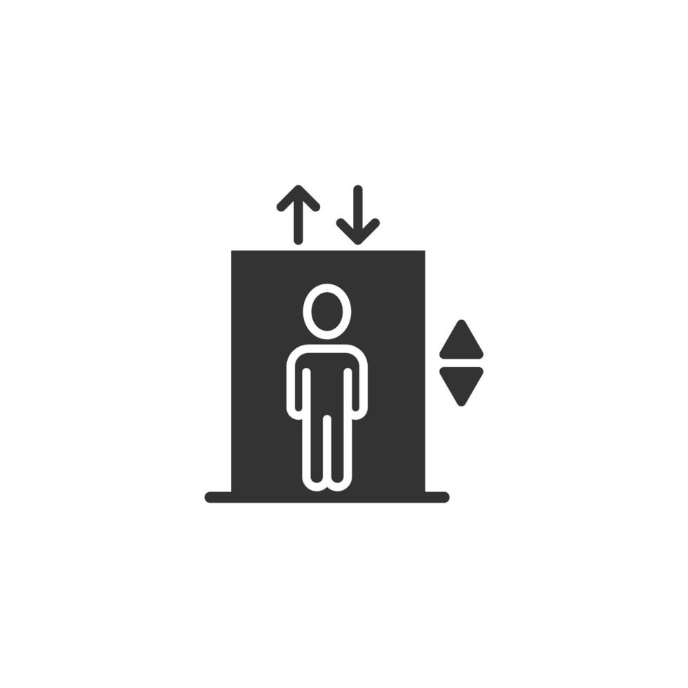 Elevator icon in flat style. Lift vector illustration on white isolated background. Passenger transportation business concept.