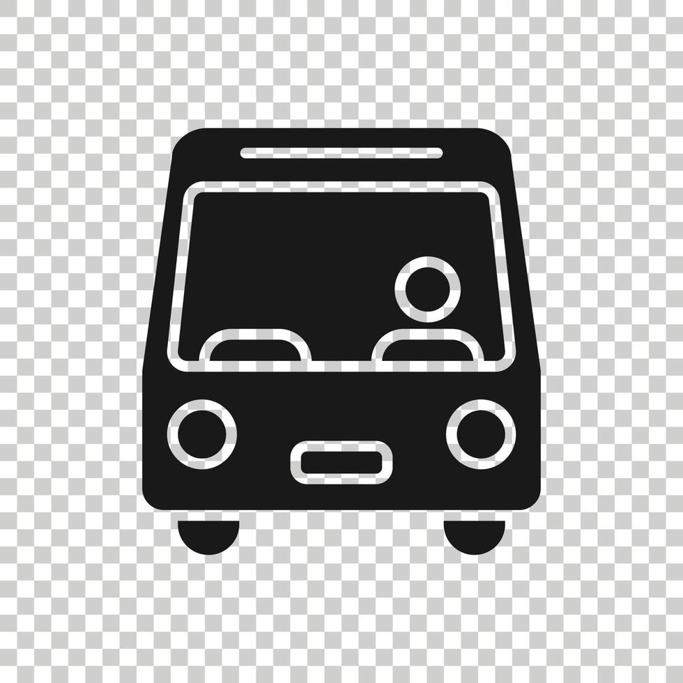 Bus icon in flat style. Coach vector illustration on white isolated background. Autobus vehicle business concept.