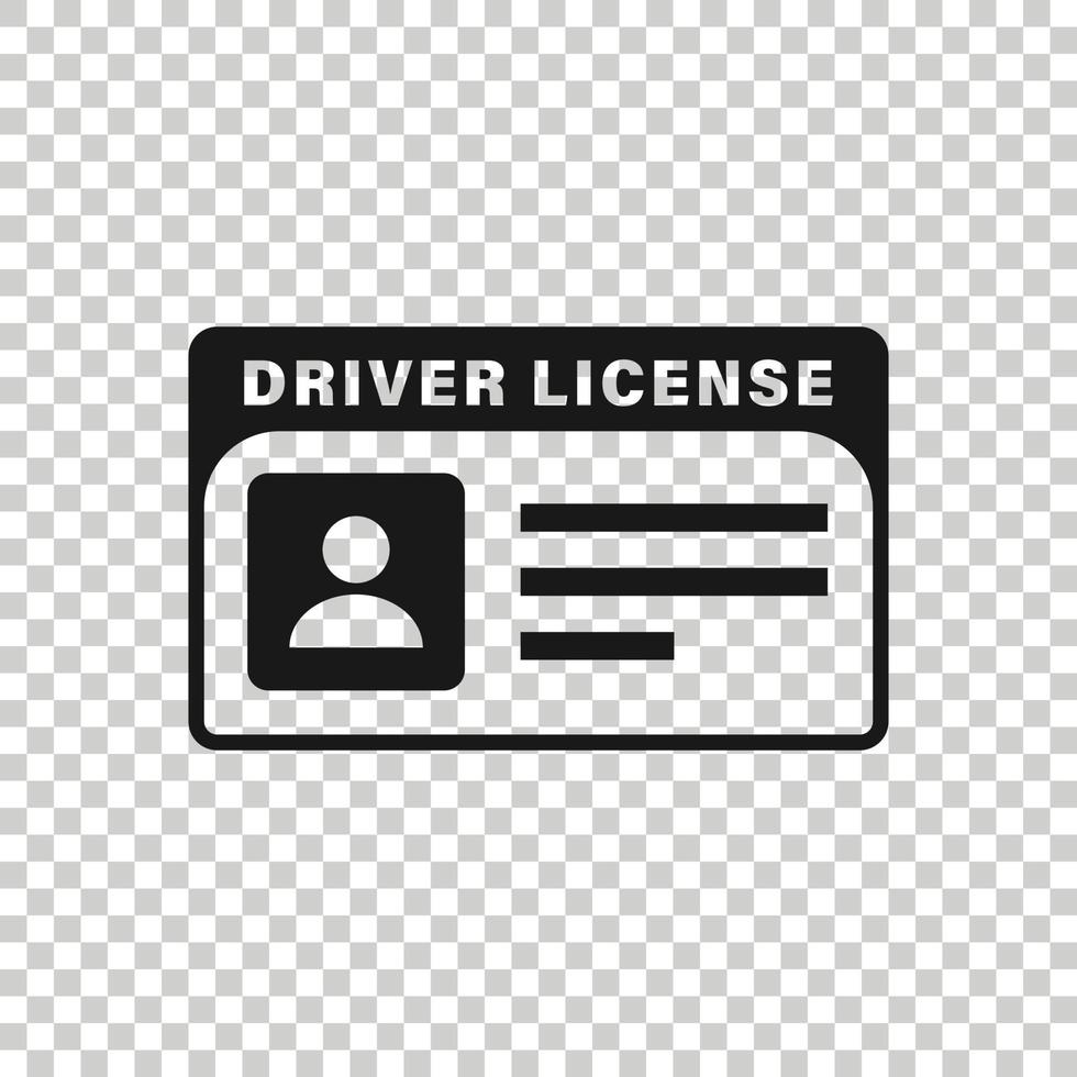 Driver license icon in flat style. Id card vector illustration on white isolated background. Identity business concept.