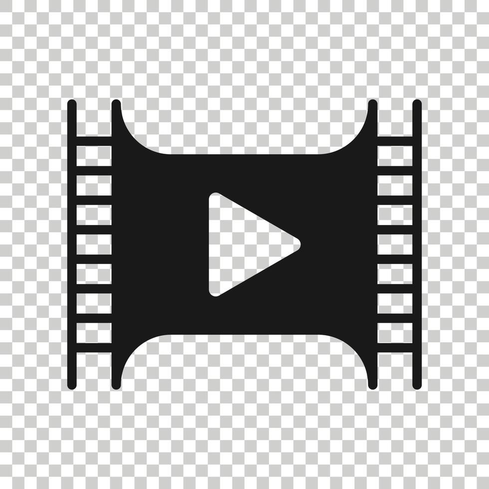 Film icon in flat style. Movie vector illustration on white isolated background. Play video business concept.