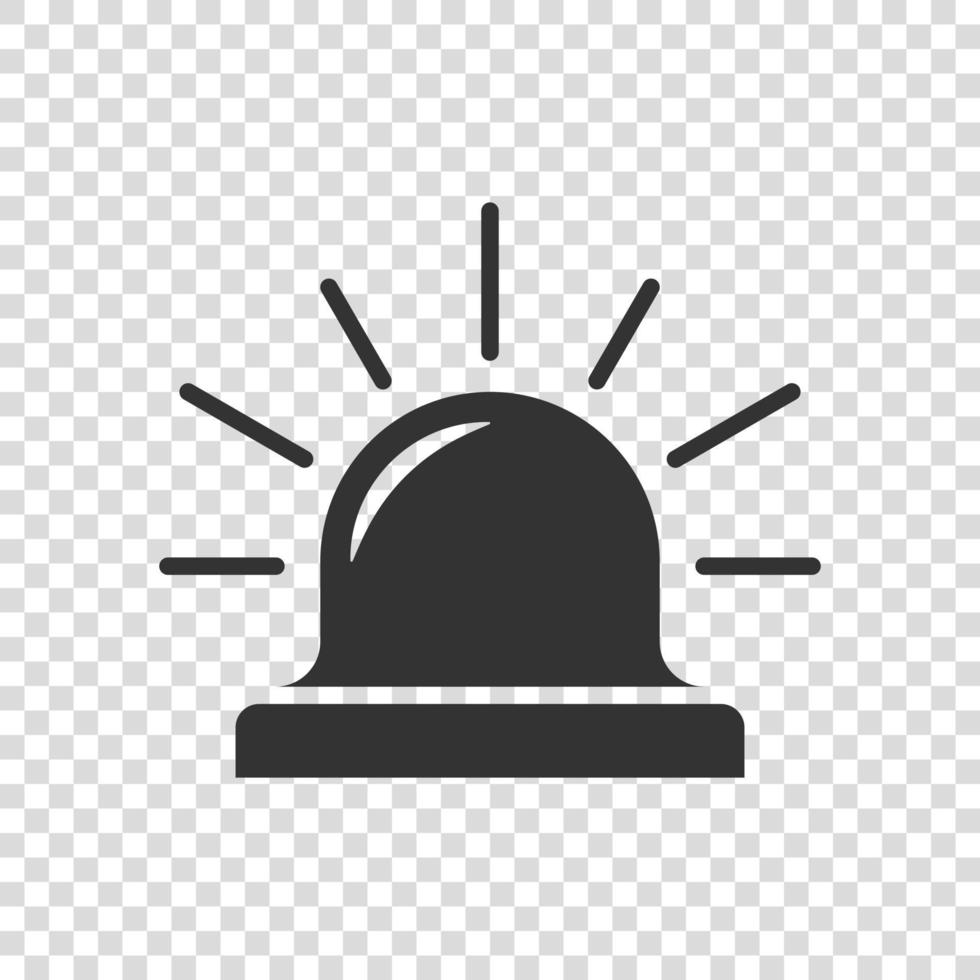 Emergency alarm icon in flat style. Alert lamp vector illustration on isolated background. Police urgency sign business concept.