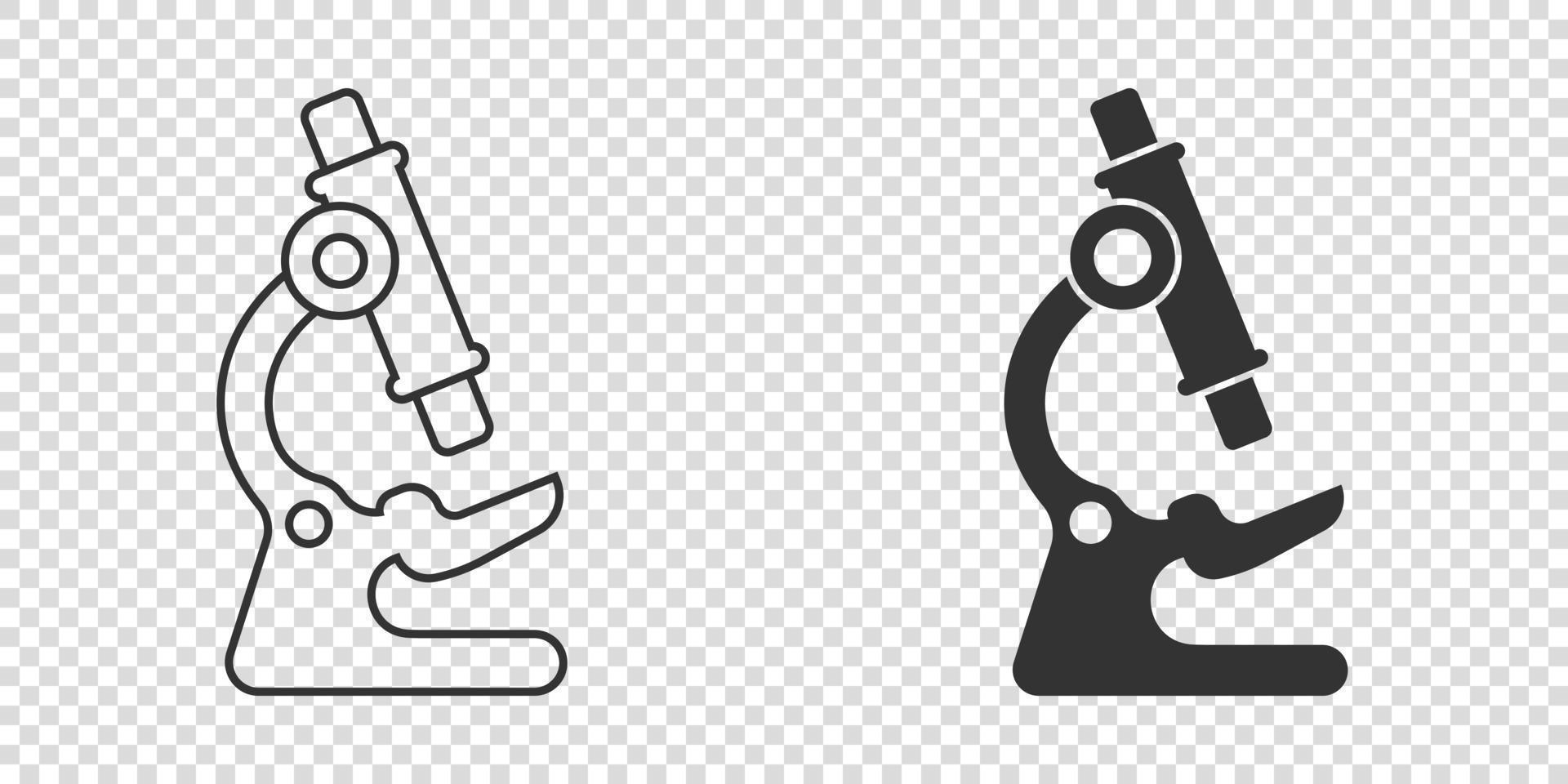 Microscope icon in flat style. Laboratory magnifier vector illustration on isolated background. Biology instrument sign business concept.