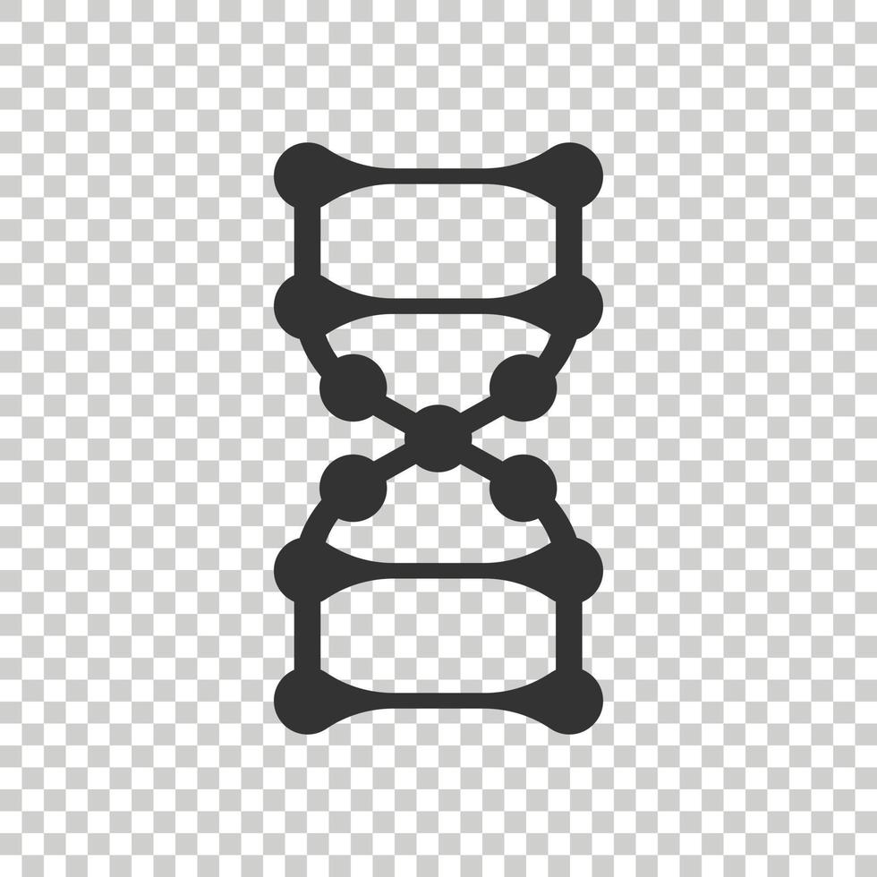 Dna molecule icon in flat style. Atom vector illustration on white isolated background. Molecular spiral sign business concept.