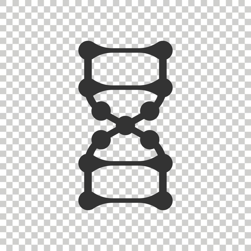 Dna molecule icon in flat style. Atom vector illustration on white isolated background. Molecular spiral sign business concept.
