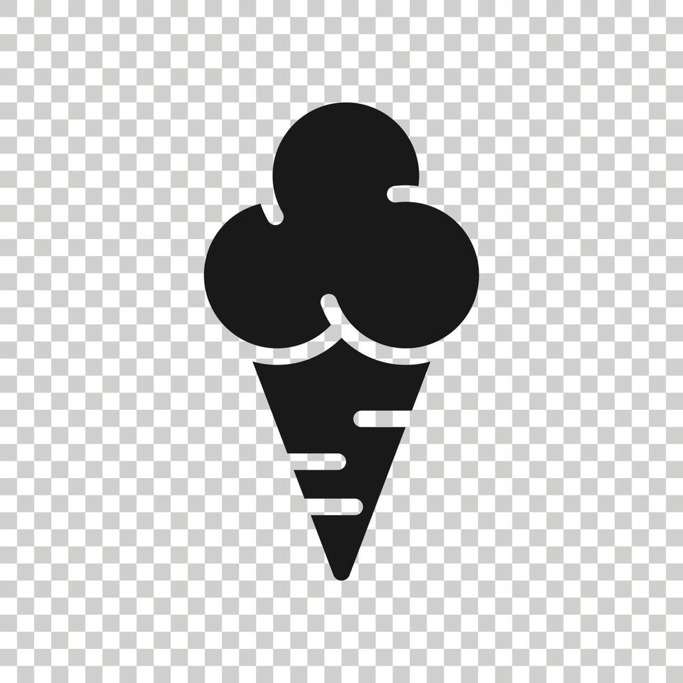 Ice cream icon in flat style. Sundae vector illustration on white isolated background. Sorbet dessert business concept.