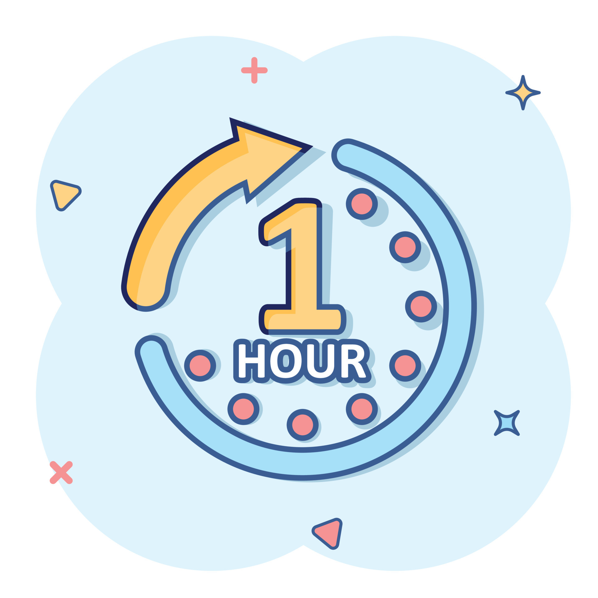 1 hour clock icon in comic style. Timer countdown cartoon vector illustration on isolated background. Time measure splash effect sign business concept. 16130943 Vector Art at Vecteezy 1 hour clock icon in comic style. Timer countdown cartoon vector illustration on isolated background. Time measure splash effect sign business concept. 16130943 Vector Art at Vecteezy