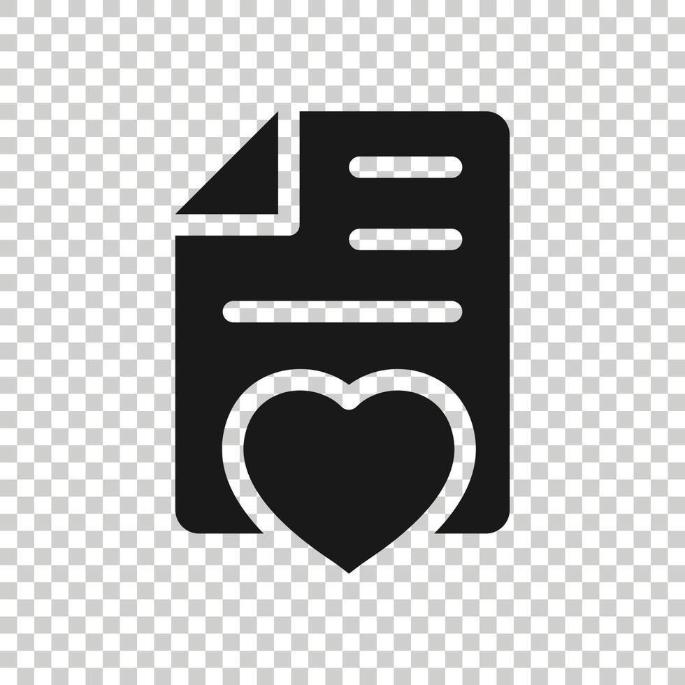 Wishlist icon in flat style. Like document vector illustration on white isolated background. Favorite list business concept.
