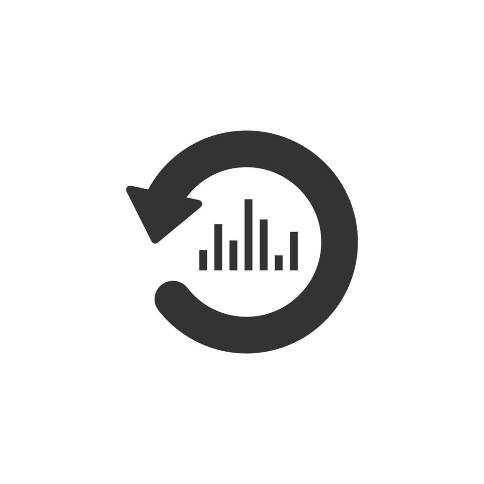 Growing bar graph icon in flat style. Increase arrow vector illustration on white isolated background. Infographic progress business concept.