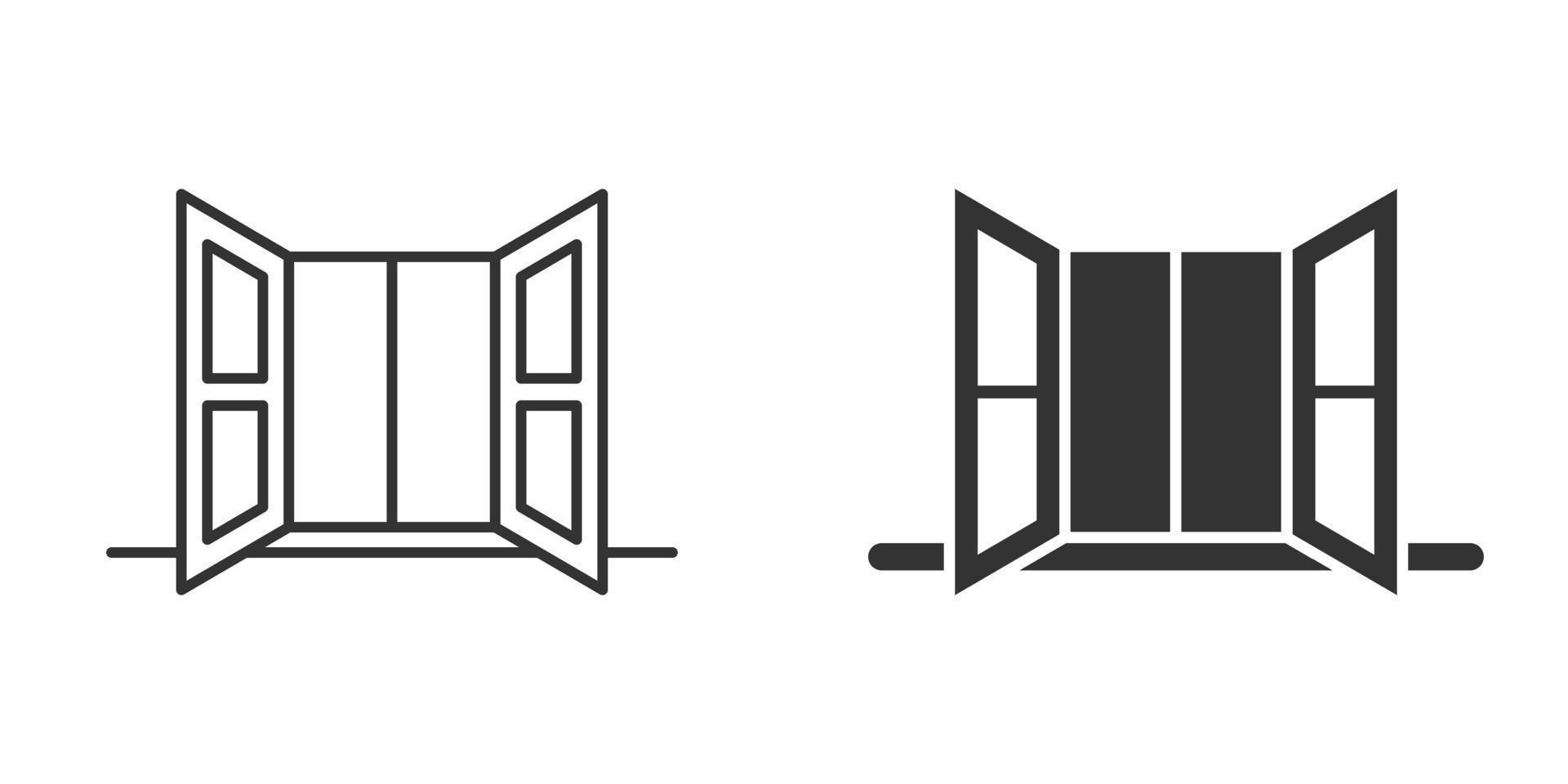 icono de ventana en estilo plano. ilustración vectorial abatible sobre fondo aislado. concepto de negocio de signo interior de la casa. vector