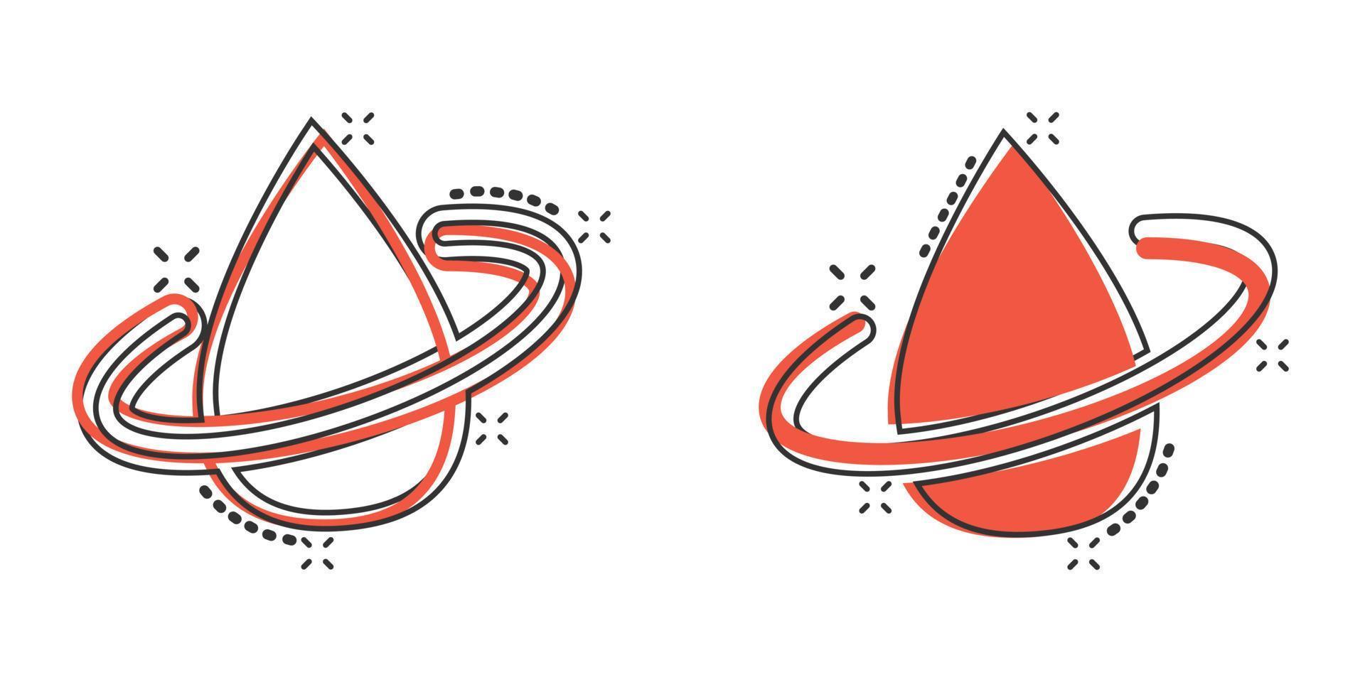 Water drop icon in comic style. Droplet cartoon vector illustration on white isolated background. Recycle splash effect sign business concept.