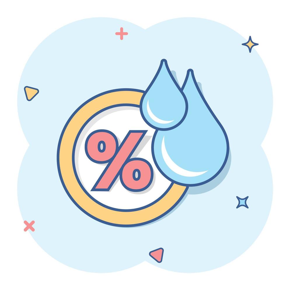 Humidity icon in comic style. Climate vector cartoon illustration on white isolated background. Temperature forecast business concept splash effect.