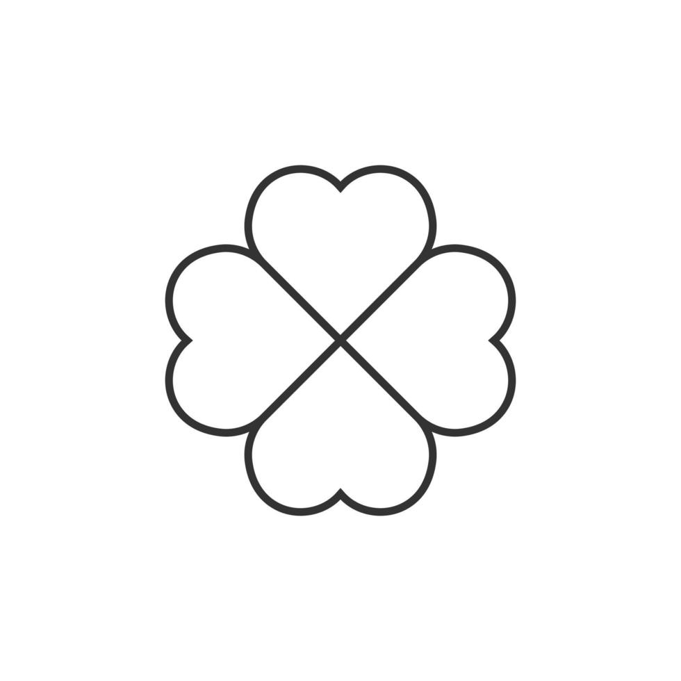 Four leaf clover icon in flat style. St Patricks Day vector illustration on white isolated background. Flower shape business concept.