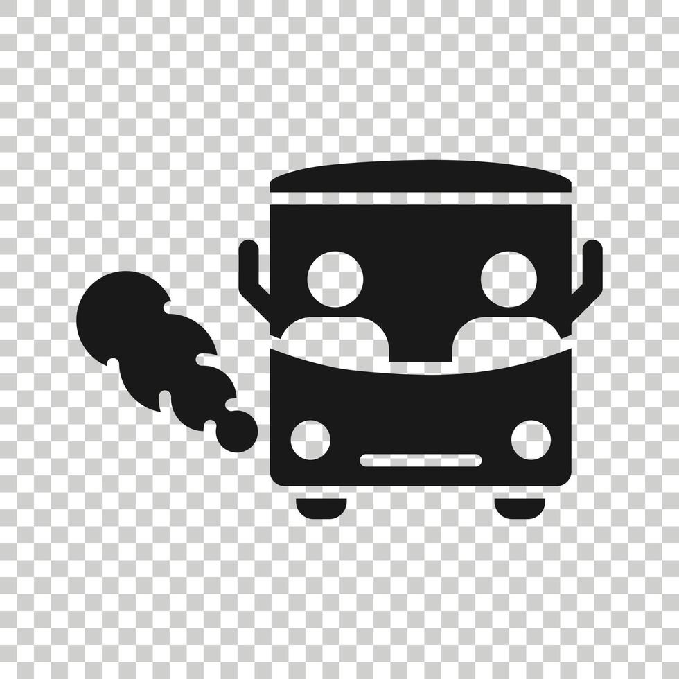 Bus icon in flat style. Coach vector illustration on white isolated background. Autobus vehicle business concept.