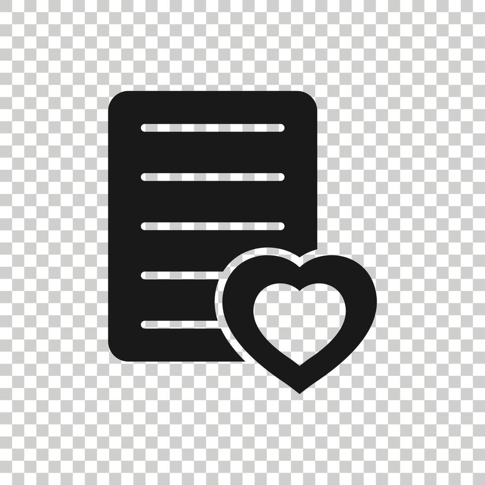 Wishlist icon in flat style. Like document vector illustration on white isolated background. Favorite list business concept.