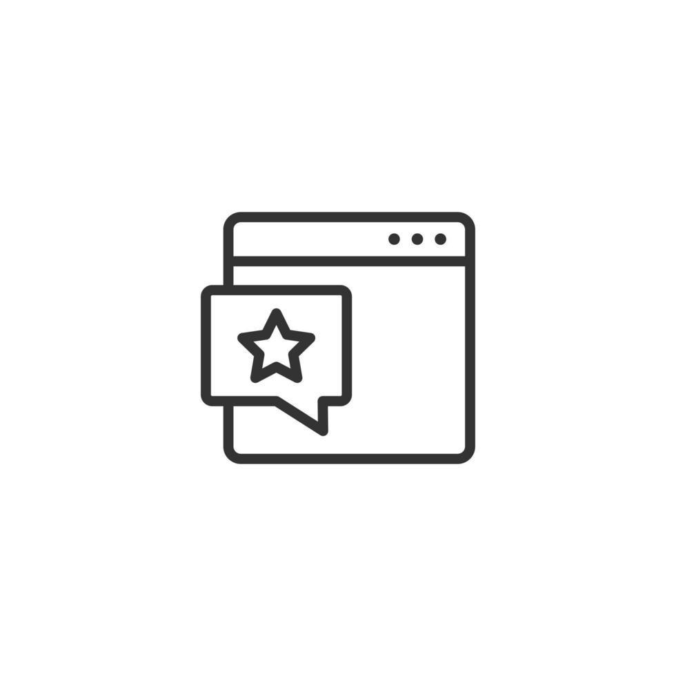 Browser window with star icon in flat style. Wish list vector illustration on white isolated background. Reward bonus business concept.