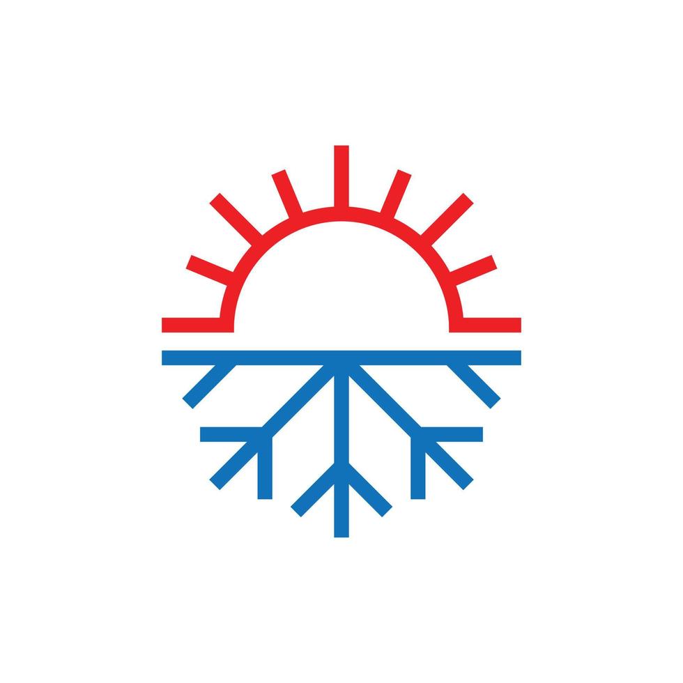 Snowflake and sun icon in flat style. Climate control vector illustration on white isolated background. Hot, cold temperature business concept.