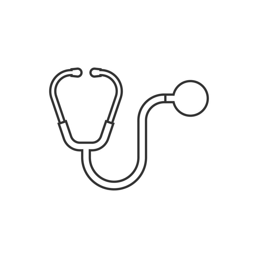 Stethoscope icon in flat style. Heart diagnostic vector illustration on isolated background. Medicine sign business concept.