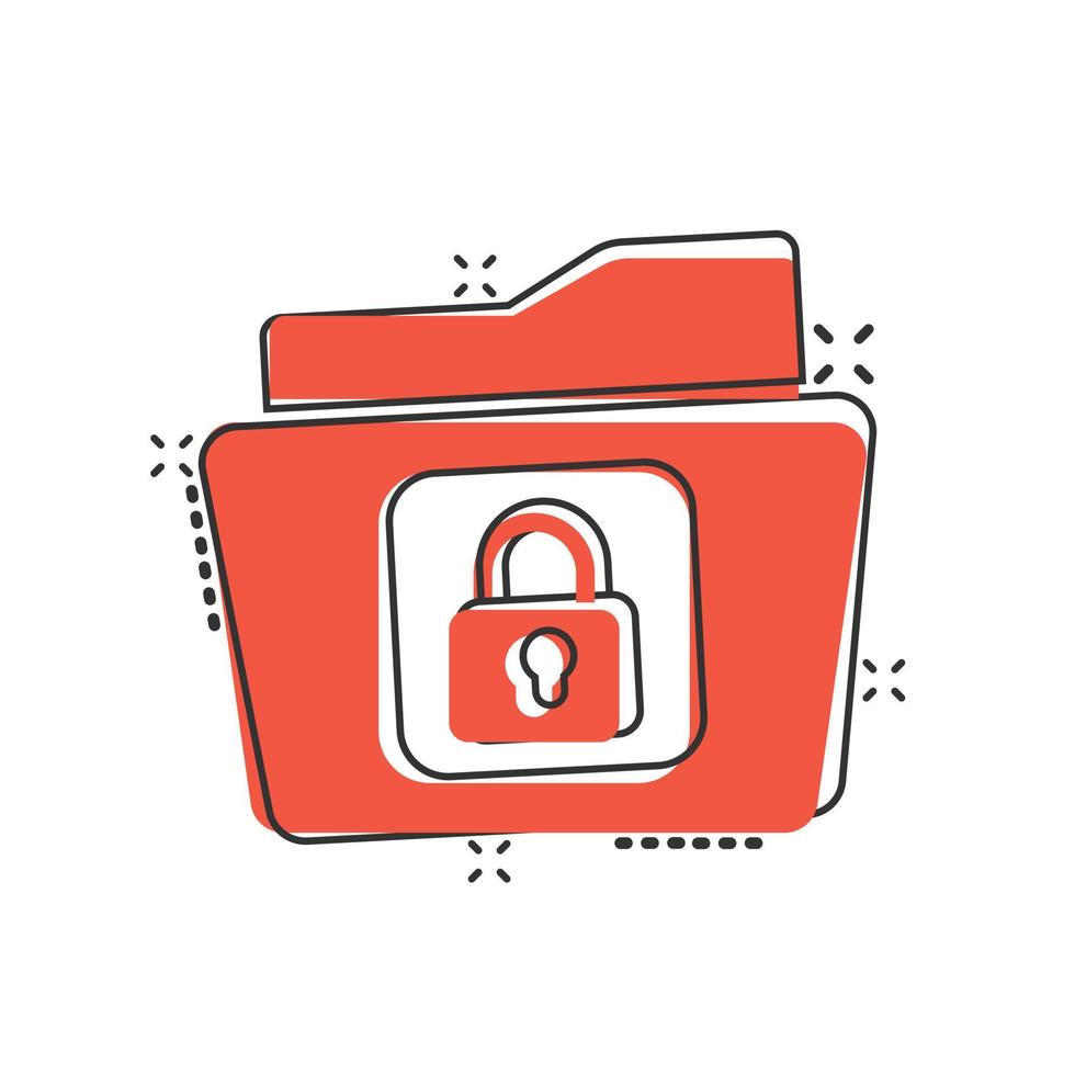 Files folder permission icon in comic style. Document access cartoon vector illustration on isolated background. Secret archive splash effect sign business concept.