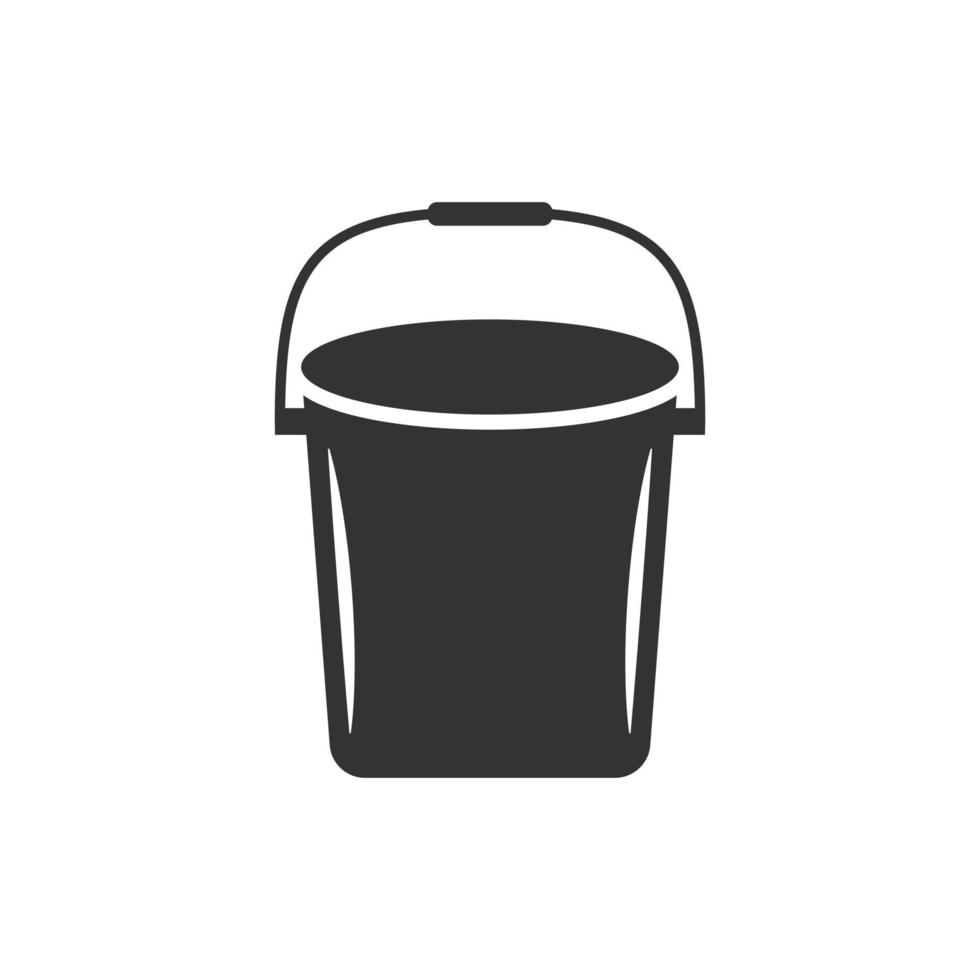 Bucket icon in flat style. Garbage pot vector illustration on white isolated background. Pail business concept.