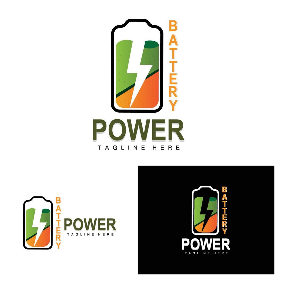 Battery Logo Design, Technology Charging Illustration, Company Brand Vector