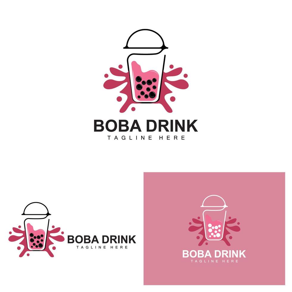 Boba Drink Logo Design, Modern Jelly Drink Bubble Vector, Boba Drink Brand Glass Illustration. Design Suitable For Cafes, Beverage Brands vector