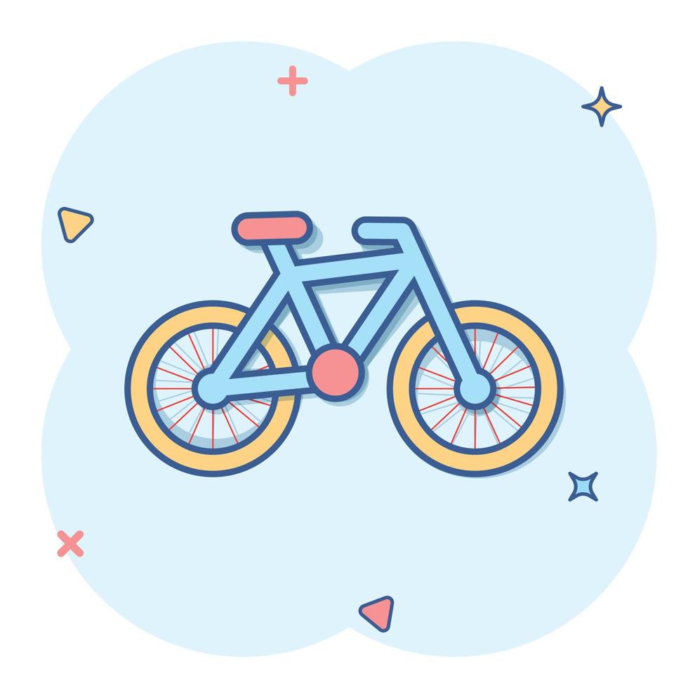 Cartoon bike icon in comic style. Bicycle sign illustration pictogram. Vehicle business concept. vector