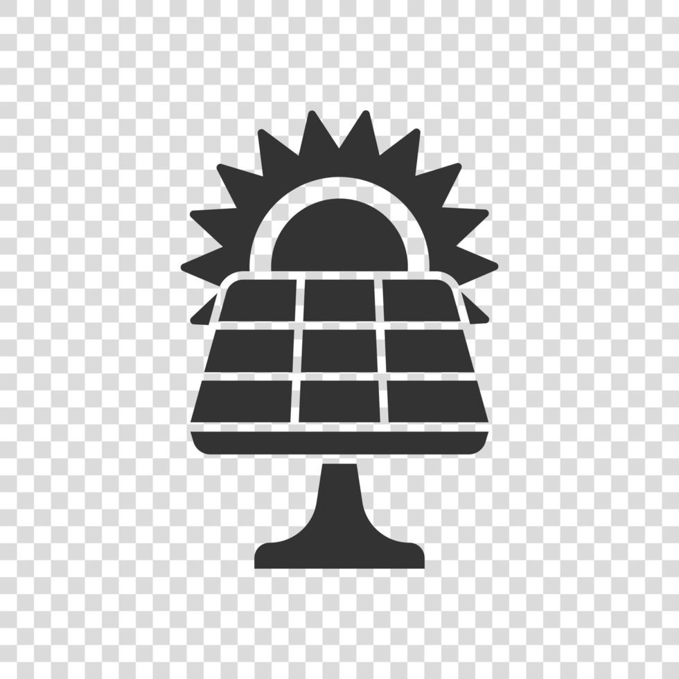 Solar panel icon in flat style. Ecology energy vector illustration on white isolated background. Electrician sign business concept.