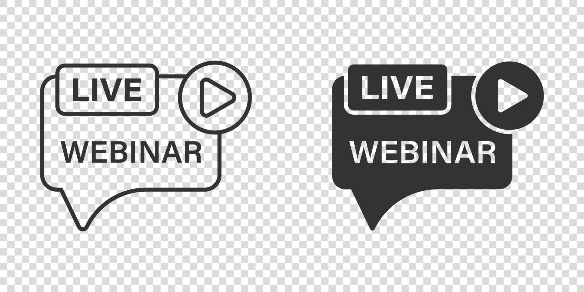 Live webinar icon in flat style. Online training vector illustration on isolated background. Conference stream sign business concept.