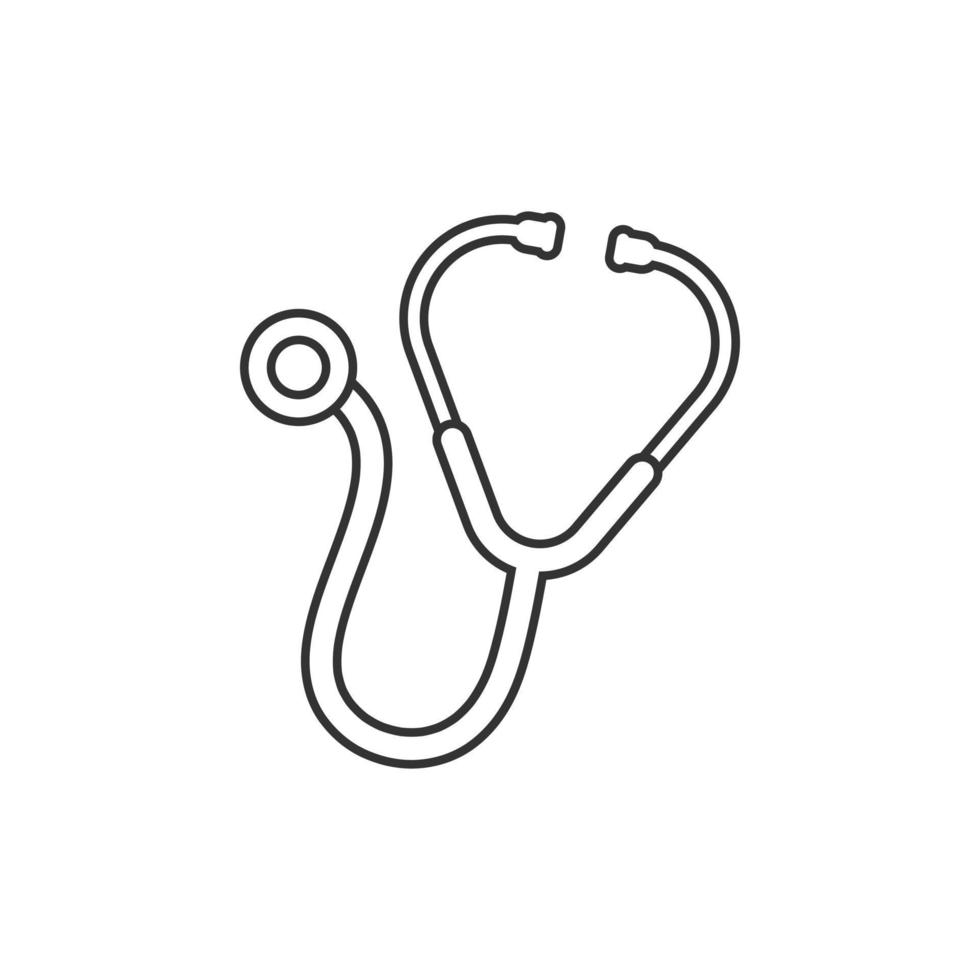 Stethoscope icon in flat style. Heart diagnostic vector illustration on isolated background. Medicine sign business concept.