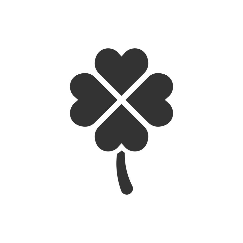 Four leaf clover icon in flat style. St Patricks Day vector illustration on white isolated background. Flower shape business concept.