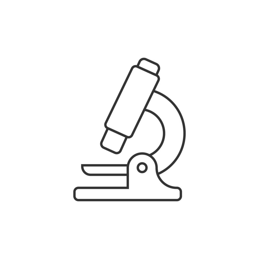 Microscope icon in flat style. Laboratory magnifier vector illustration on isolated background. Biology instrument sign business concept.