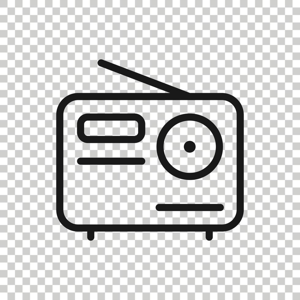 icono de radio en estilo plano. Ilustración de vector de transmisión fm sobre fondo blanco aislado. concepto de negocio de radiodifusión.