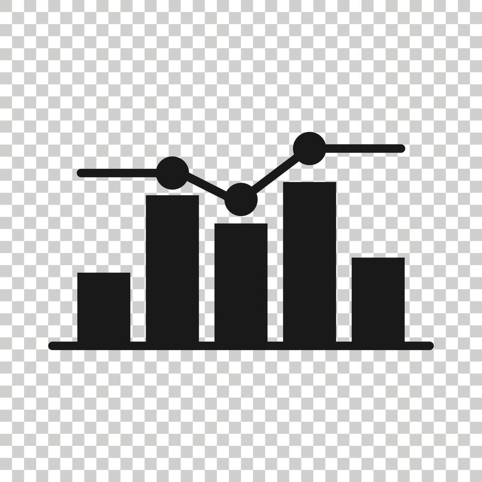 Growing bar graph icon in flat style. Increase arrow vector illustration on white background. Infographic progress business concept.