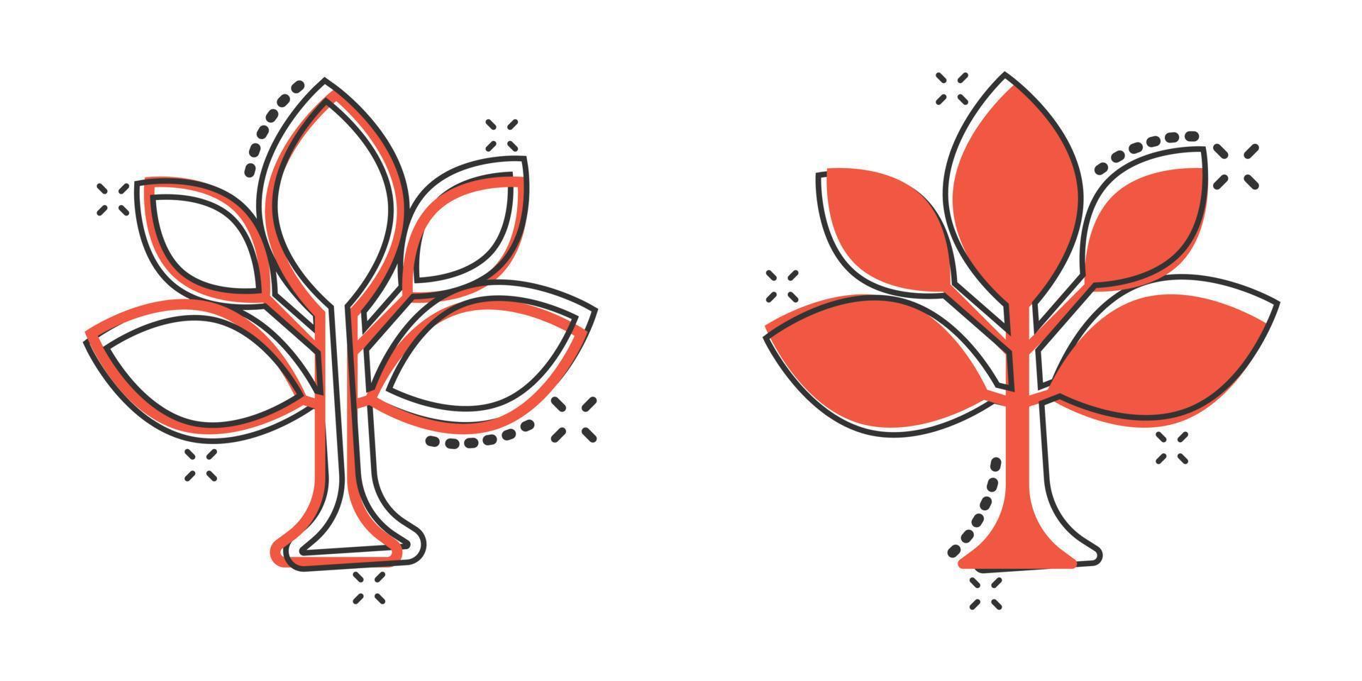 icono de hoja en estilo cómico. planta ilustración vectorial de dibujos animados sobre fondo blanco aislado. concepto de negocio de signo de efecto de salpicadura de flor. vector