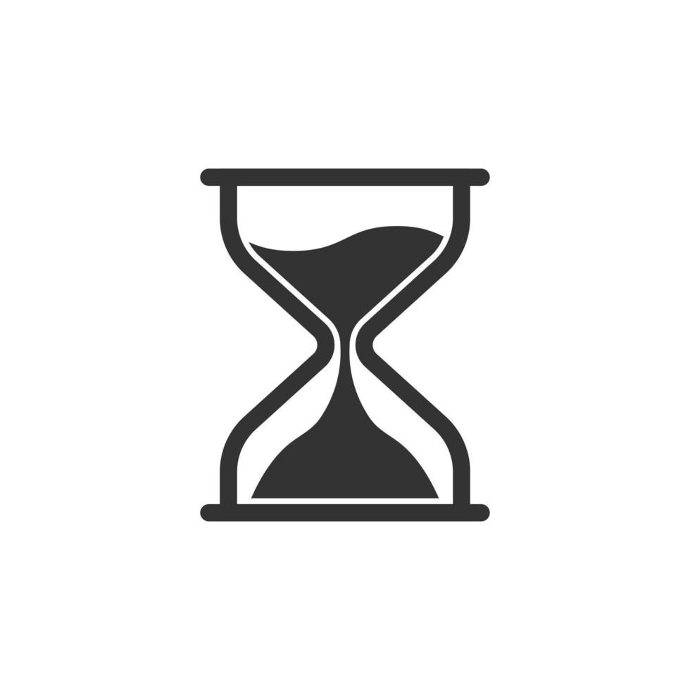 Hourglass icon in flat style. Sandglass vector illustration on white isolated background. Clock business concept.