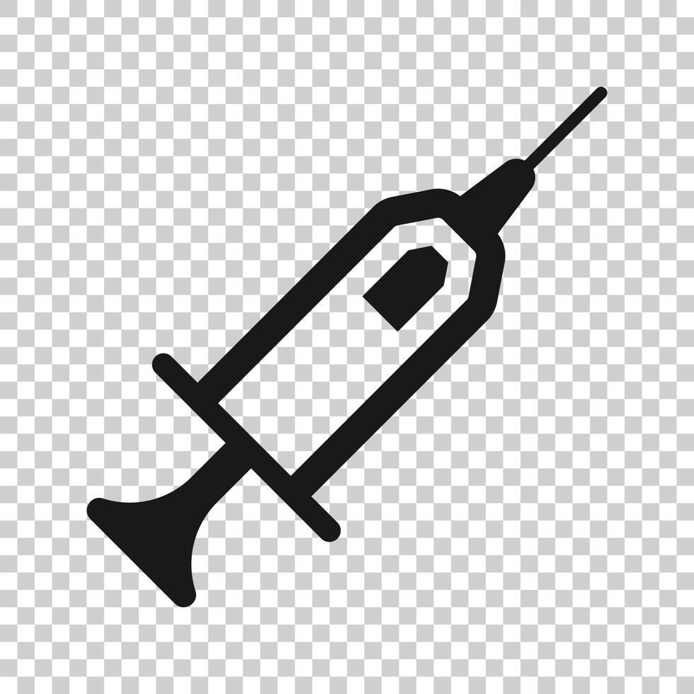 Syringe icon in flat style. Inject needle vector illustration on white isolated background. Drug dose business concept.