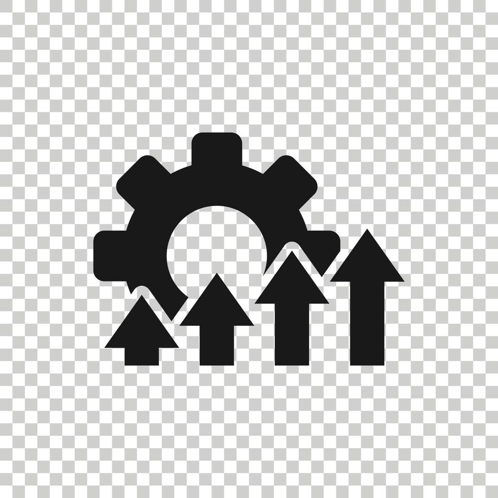 Improvement icon in flat style. Gear project vector illustration on white isolated background. Productivity business concept.