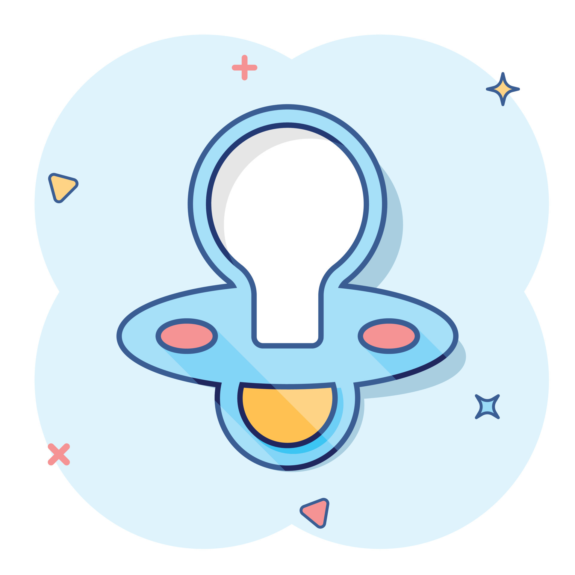 Vector cartoon baby pacifier icon in comic style. Child toy nipple sign