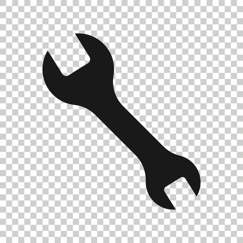 Wrench icon in flat style. Spanner key vector illustration on white isolated background. Repair equipment business concept.