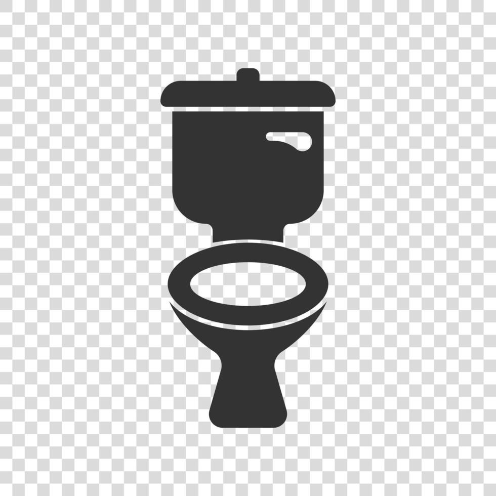 Toilet bowl icon in flat style. Hygiene vector illustration on isolated background. WC restroom sign business concept.