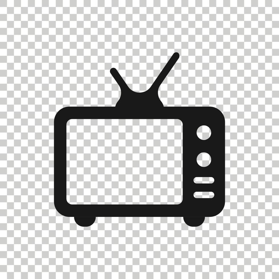 Tv icon in flat style. Television sign vector illustration on white isolated background. Video channel business concept.